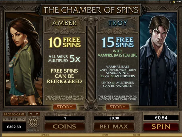 The Chamber of Spins Bonus - online automat Immortal Romance (Microgaming)