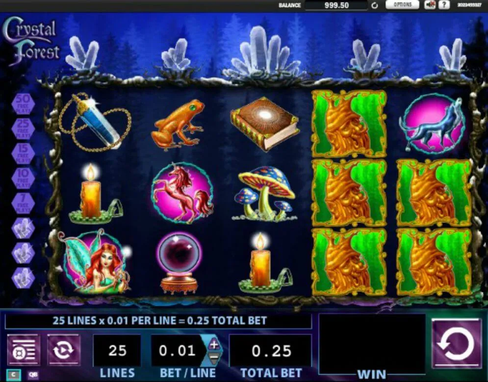 Crystal Forest Slot - grafické uživatelské rozhraní