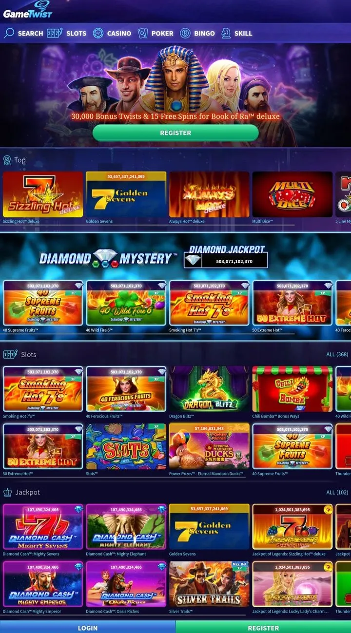 GameTwist Casino home page