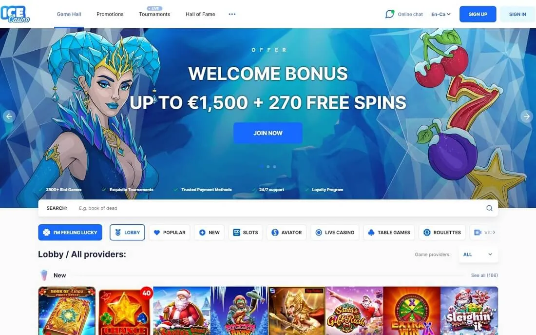 Welcome bonus Ice Casino