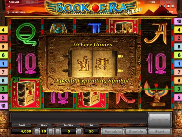 Vstup do bonusové hry - výherní automat Book of Ra Deluxe
