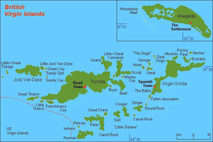 Britské Panenské ostrovy – mapa