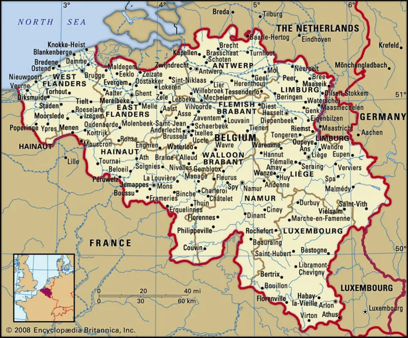 Belgie - mapa